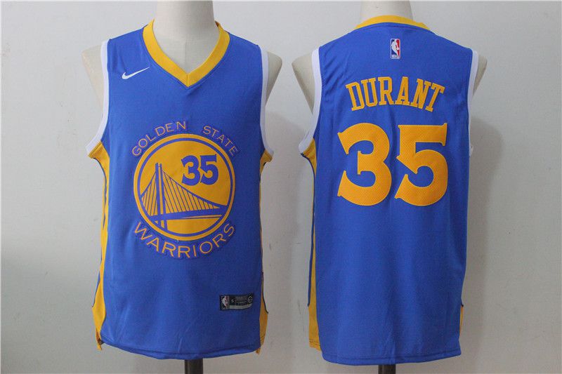 Men Golden State Warriors 35 Kevin Durant Blue NBA Jerseys